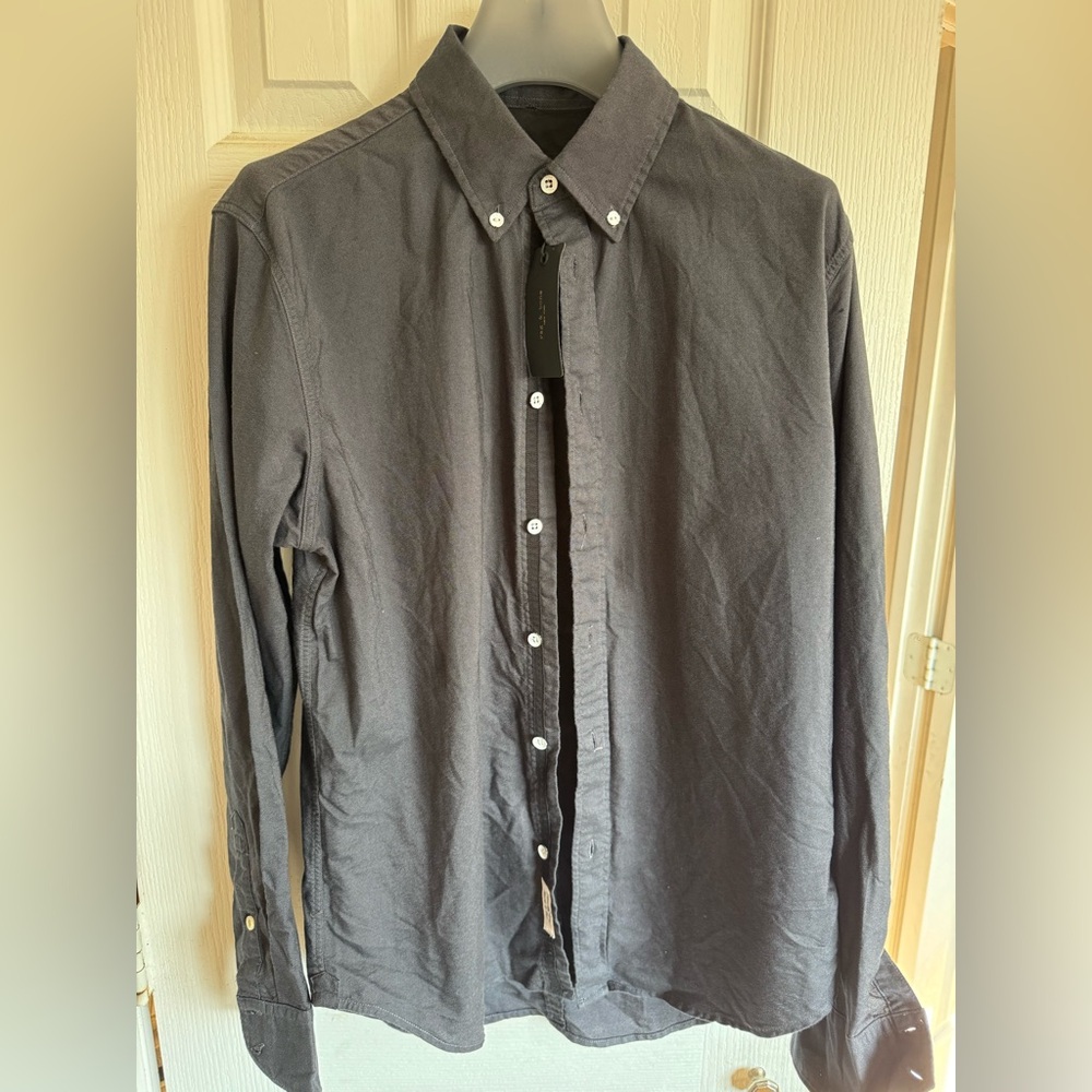 rag & bone Charcoal Dress Shirt Classic Button-Down Collar